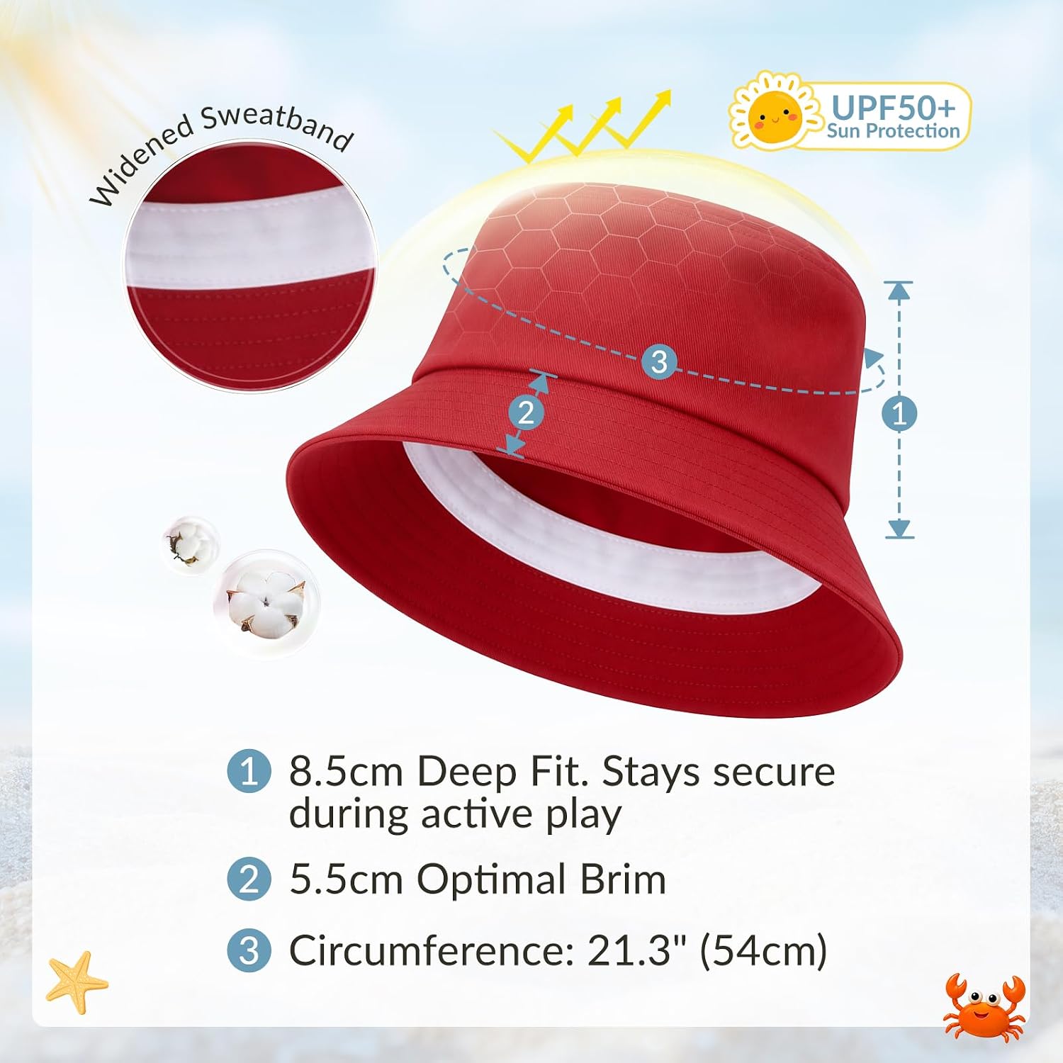 American Trends Kids Toddler Bucket Sun Hat Girls Boys 100% Cotton Wide Brim Packable Summer Beach Cap