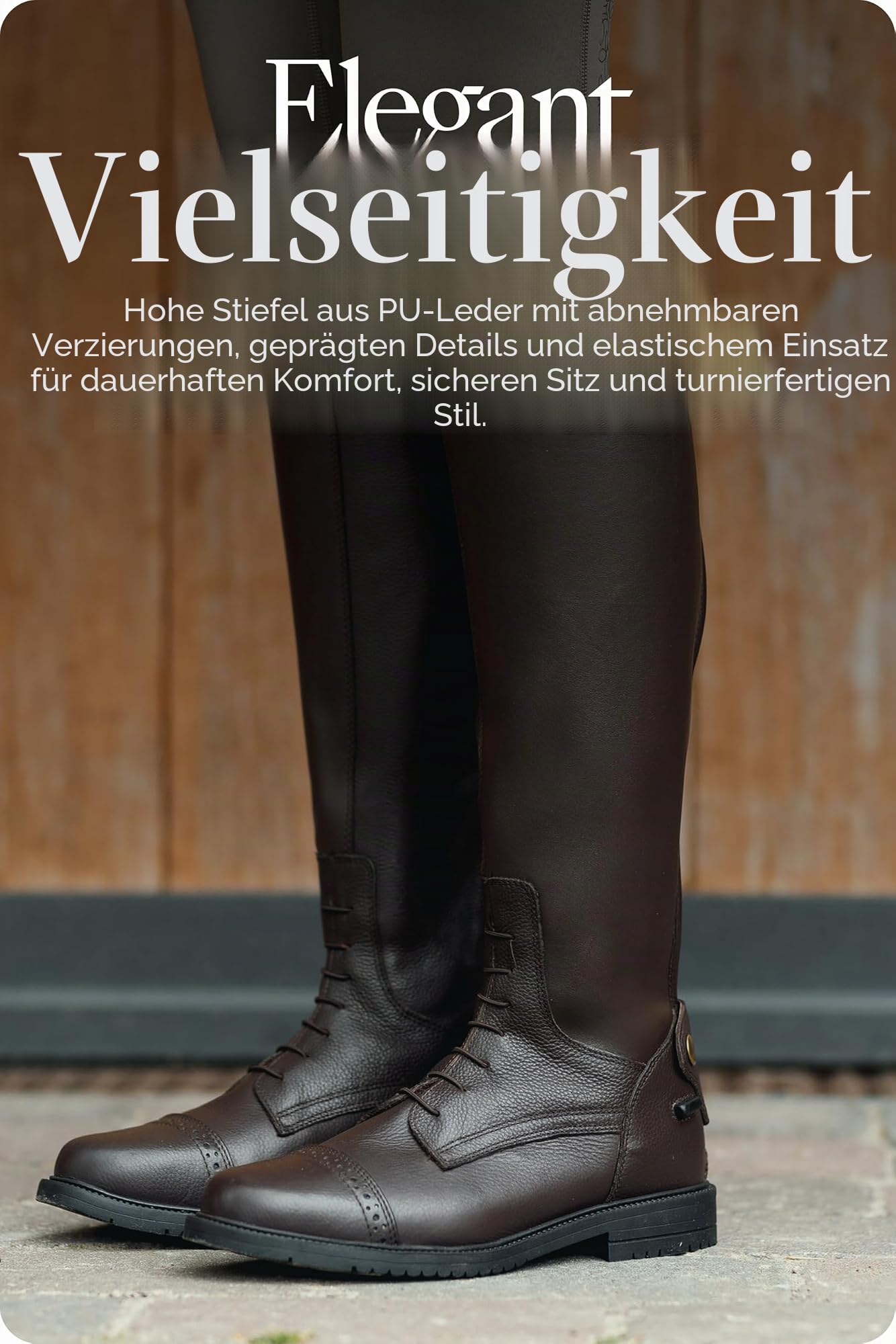 HORZE Damen Reitstiefel Verona, Turnier Stiefel mit Reißverschluss, Braun, 40R