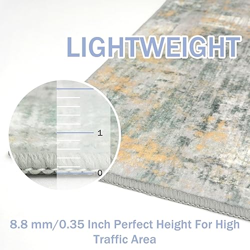 Miniatura 63 de IOHOUZE Alfombra pequeña abstracta de 2 x 3 pies, alfombra de entrada lavable para entrada interior, alfombras con respaldo de goma, alfombra gris