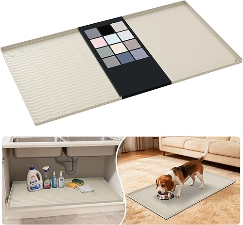 URMONA Tapete de silicona impermeable para debajo del fregadero de 40 x 22 pulgadas, forro para estante de cocina y baño, protector de gabinete y