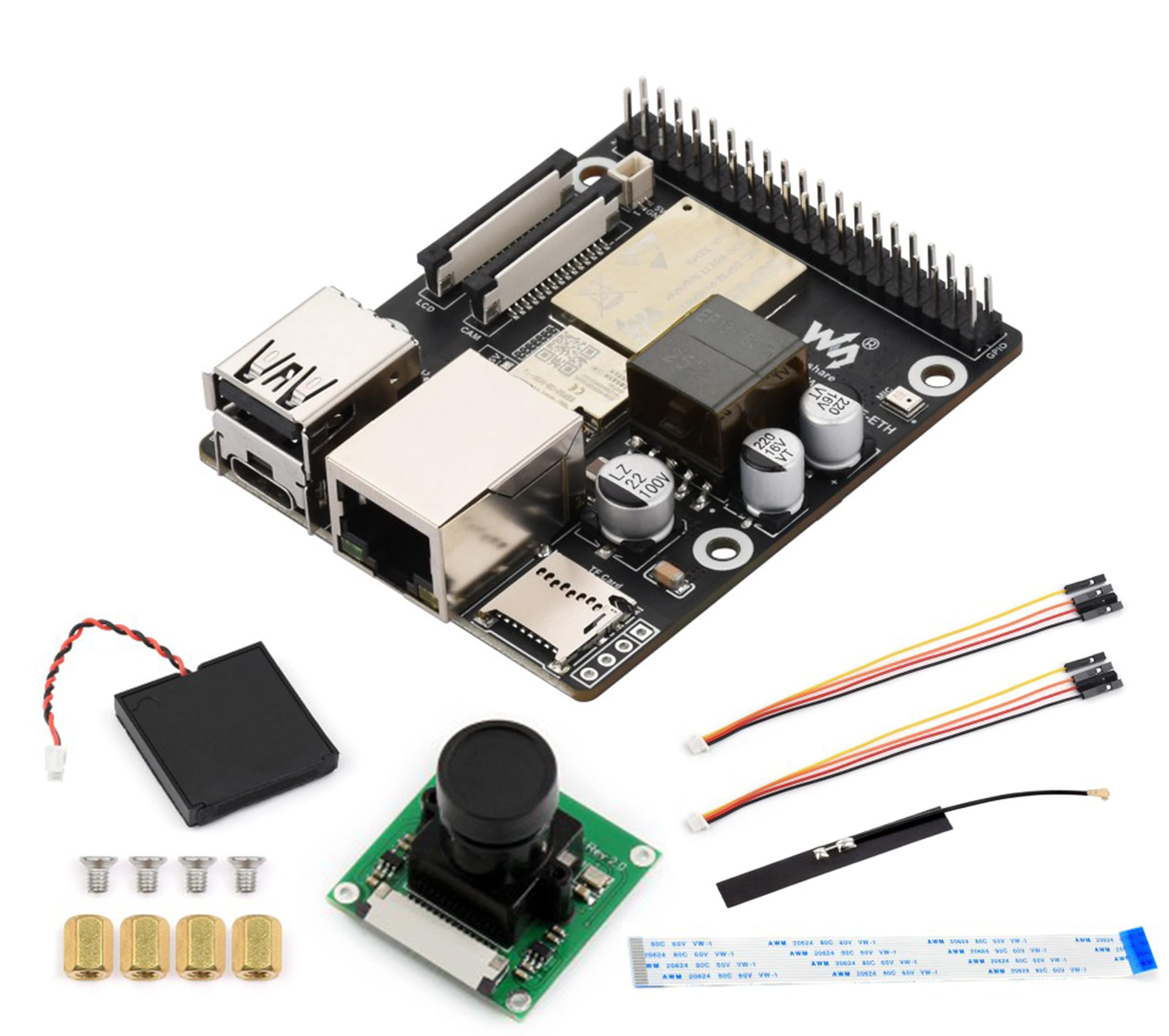 ESP32-P4-WIFI6-POE-ETH Development Board, Based on ESP32-P4 and ESP32-C6, Supports Wi-Fi 6 & BT 5, with PoE Module for PoE Power Supply, Support AI Speech Interaction, with Camera, Speaker (7 Items)