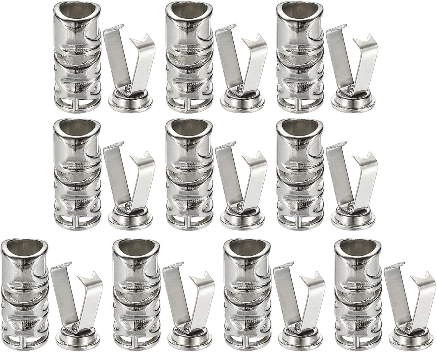 PATIKIL Shoe Lace Tips, 10 Pack Zinc Alloy Shoelace Head Cylindrical Tips Cords End Replacement for Shoestring Repairing Clothes Trouser String DIY, Silver Tone