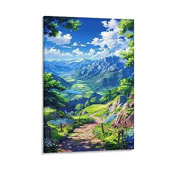 Amazon.co.jp: ポスター 山 自然 風水 絵 山の絵 緑の絵 玄関