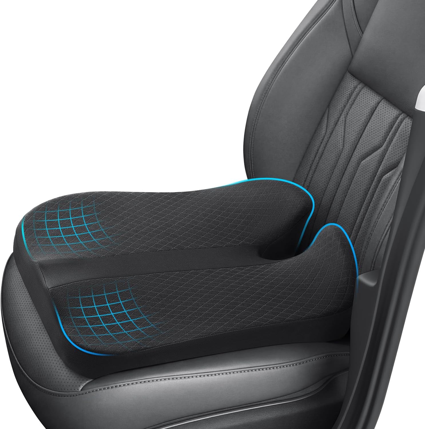 anzhixiu Heightening Car Seat Cushion for Better View- Seat Cushion for Car Reduces Lower Back Pressure& Support Spine- Truck Seat Cushion for Long Trip-Black