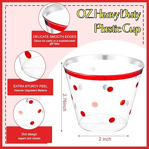 Miniatura 3 de Uiifan 100 vasos de plástico transparente de 9 onzas, vasos desechables con adornos dorados, copas de vino de plástico, copas de cóctel, vasos para