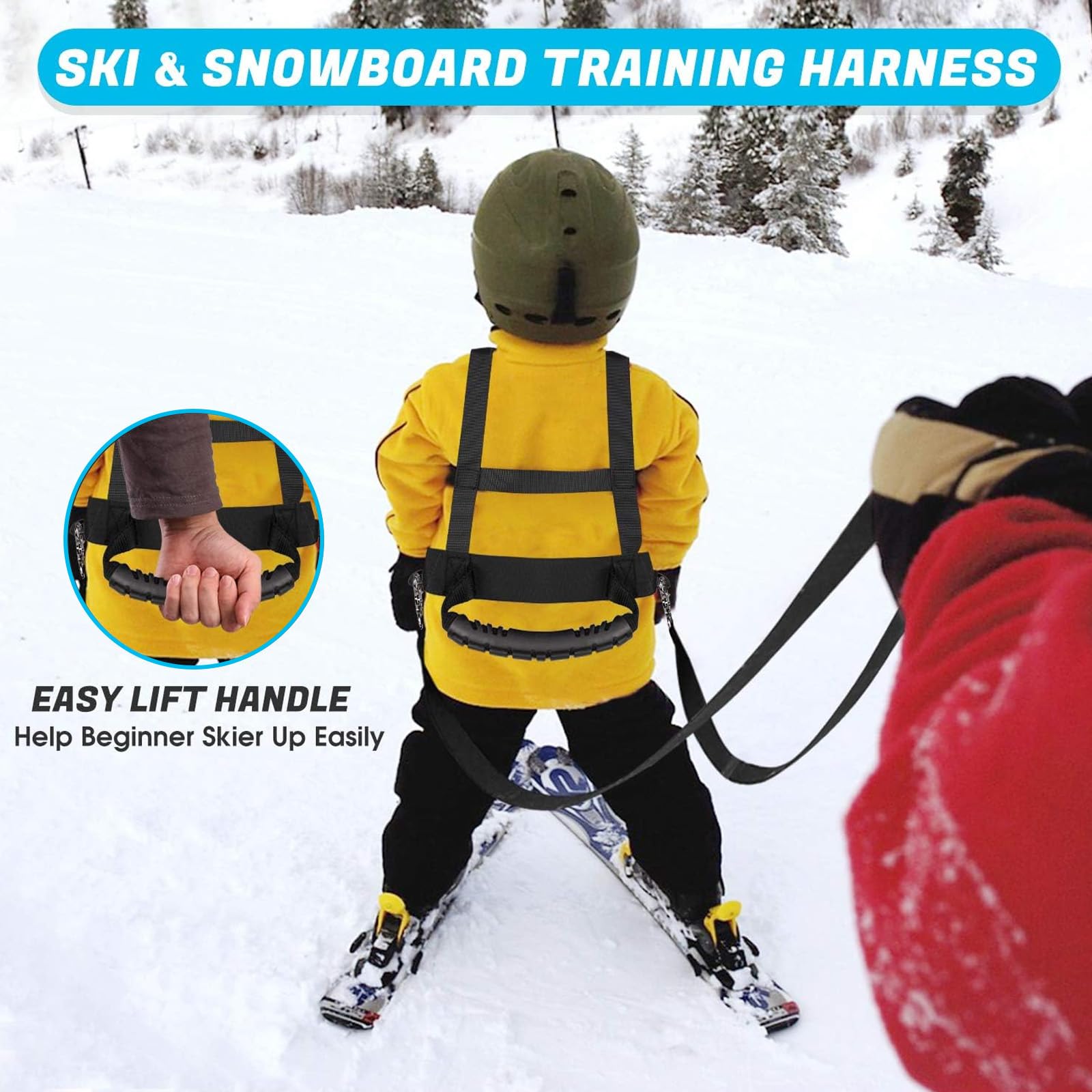Ski Strap Imbracatura Sicurezza,Cintura da Allenamento Regolabile,Imbracatura da Sci con Guinzaglio e Borsa Rimovibili,Cintura Da Allenamento per Sci,per Scis,Pattinaggio e Snowboard