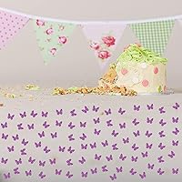 Vista 4 de PINKAAJ Confeti de mariposa, purpurina morada, 100 piezas, en forma de mariposa, ocasión de cumpleaños, material de papel
