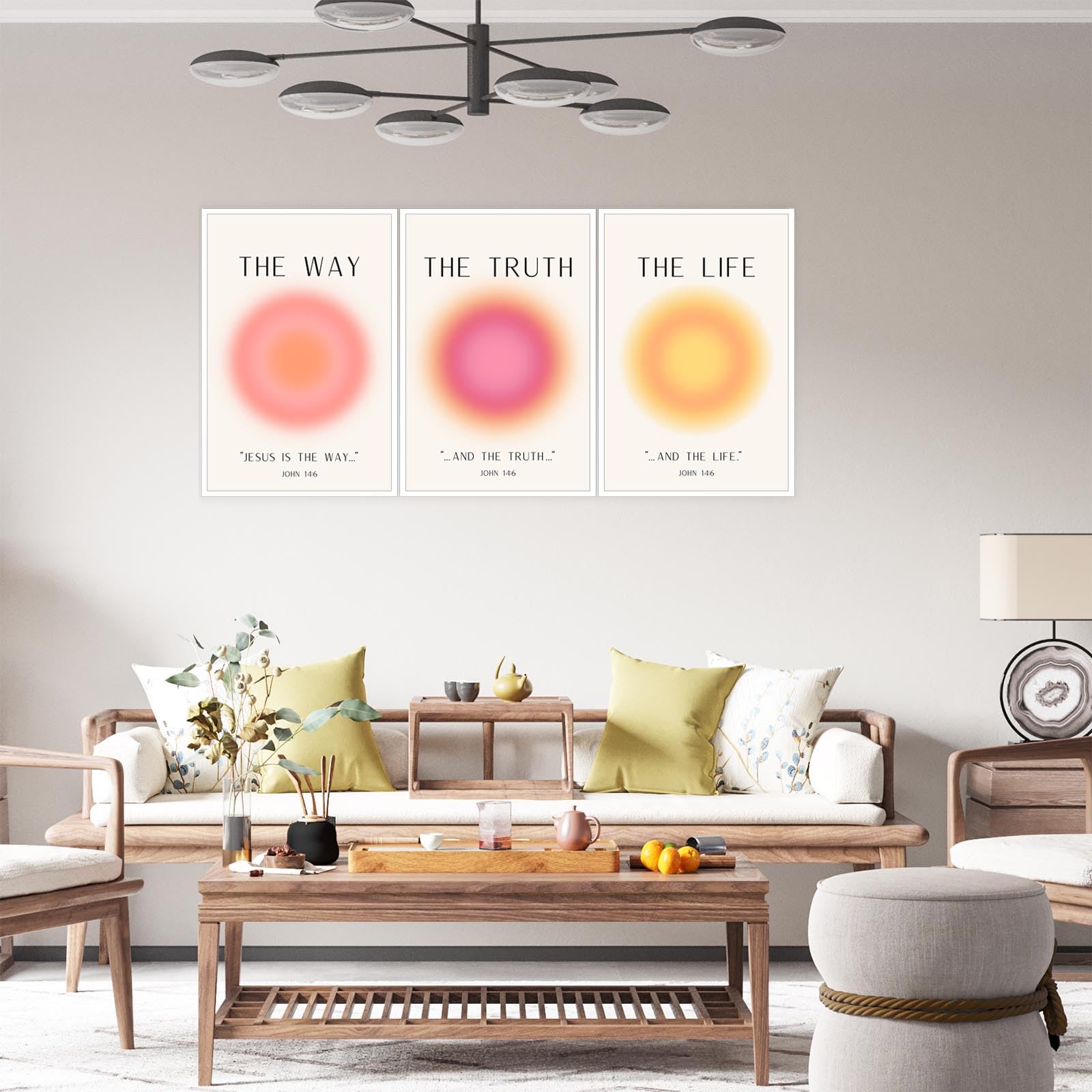 Ot De 3 Affiches Sur Toile Avec Calligraphie Rose Islamique Et