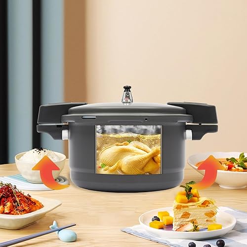 Miniatura 5 de Olla a presión y recipiente de 9.5 cuartos de galón, aluminio anodizado duro, para todas las estufas (inducción, gas, eléctrica), con sistema de 3