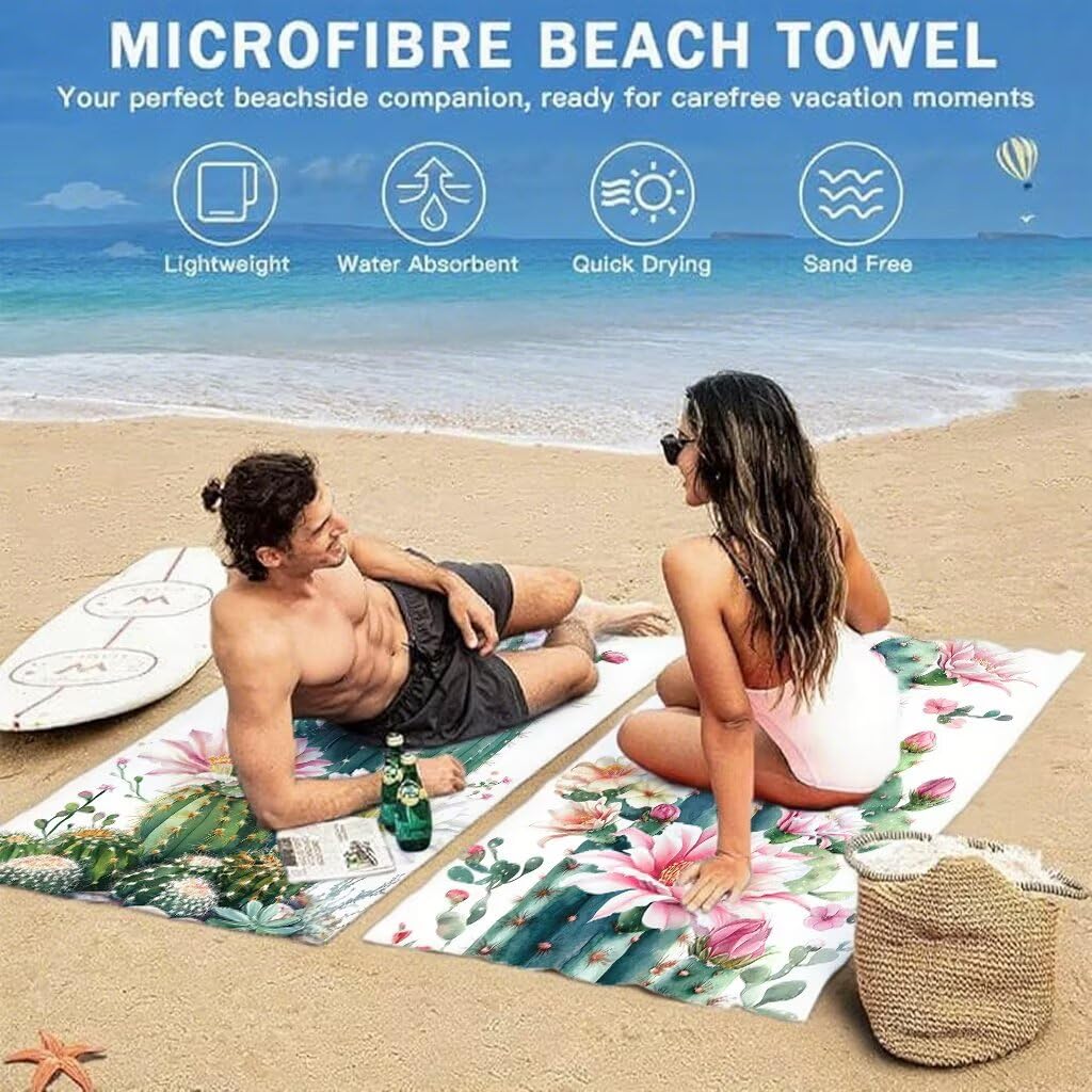 Vert Serviette de Plage 220x100cm Lot de 2, Usine Serviette Microfibre Ultra Absorbantes Séchage Rapide Anti Sable Léger Transport Compacte Drap de Plage pour Piscine Voyages Femme et Homme, Model513