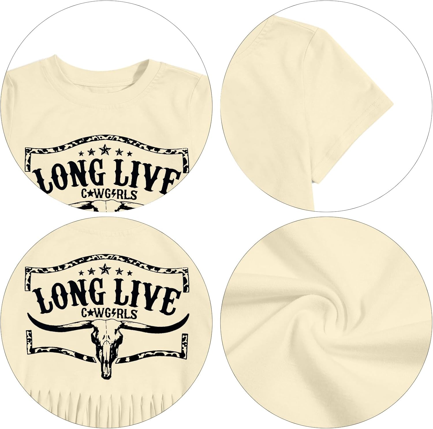 Western Shirts for Girl Cowgirl Tshirt Girls Western Long Live Shirts Country Concert Fringe Tee Tops - Image 6