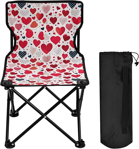 Miniatura 4 de Outdoor Folding Red Heart Valentine's Day Camping Chairs for Adults Portable Camping Chair Lightweight Lawn Chair 202a5218