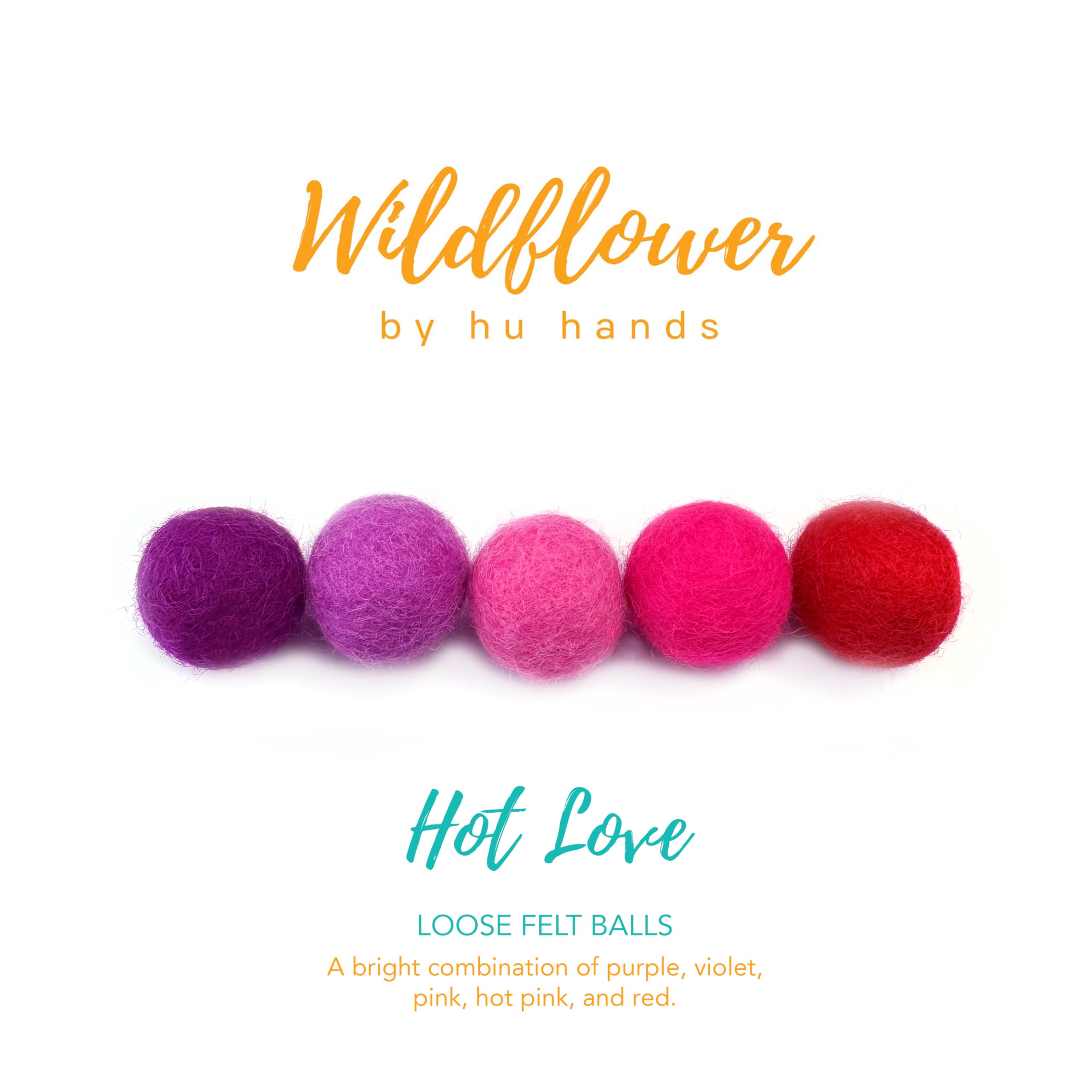 Wildflower by hu hands Hot Love Pink & Purple Felt Balls | (50) Pom Poms Hand Felted in Nepal from 100% NZ Wool for Crafts, Garland, Felting, Decor | .8-1 Inch Pompoms | Muslin Bag Included - Image 5