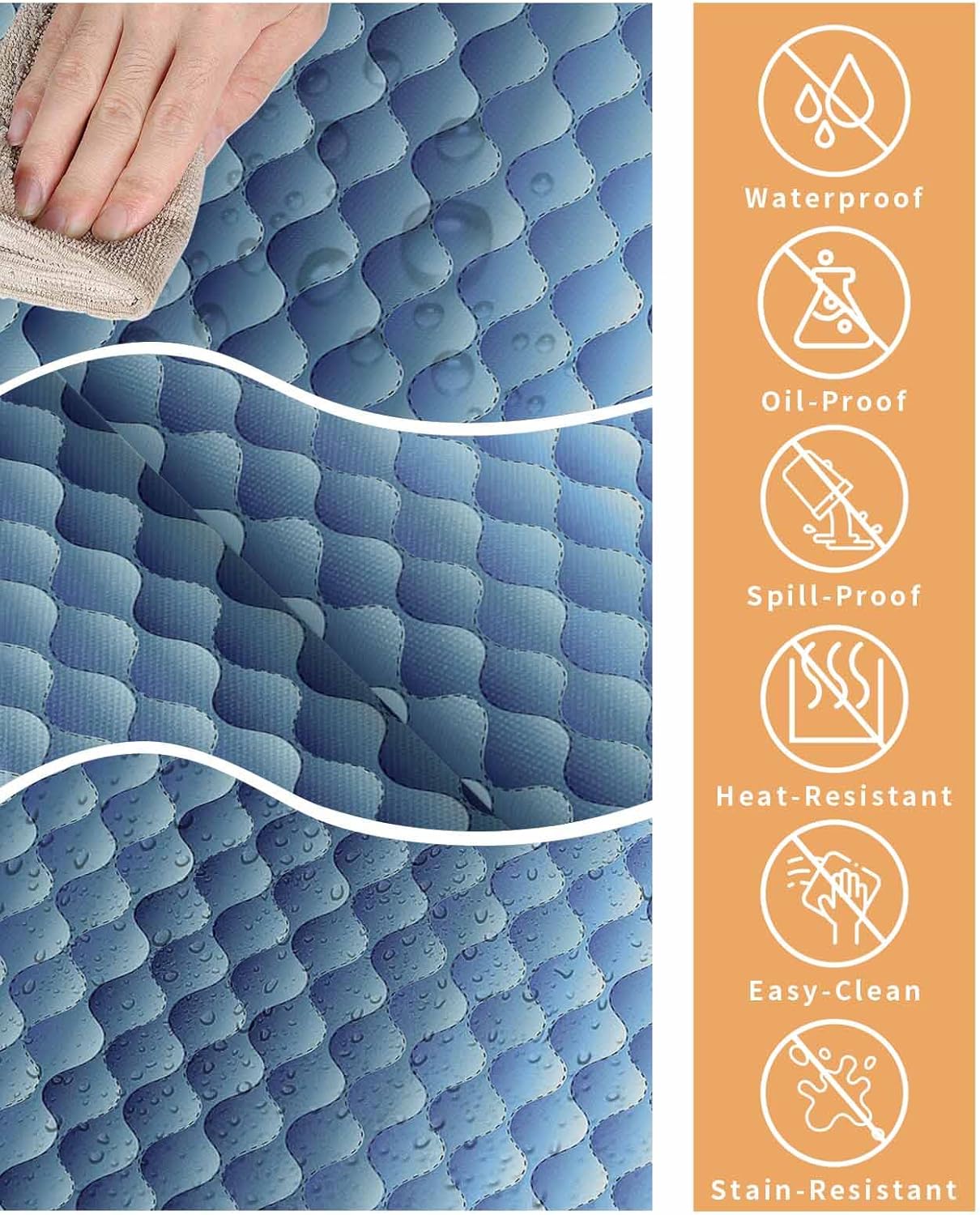 Rectangle Gradient Blue Tablecloth Waterproof & Stainproof Tablecloths,Wipeable Table Cloth Wrinkle-Free for Round/Rectangle/Oval/Square/Dining,Modern Geometric Minimalist Fish Scale Lattice 60x84