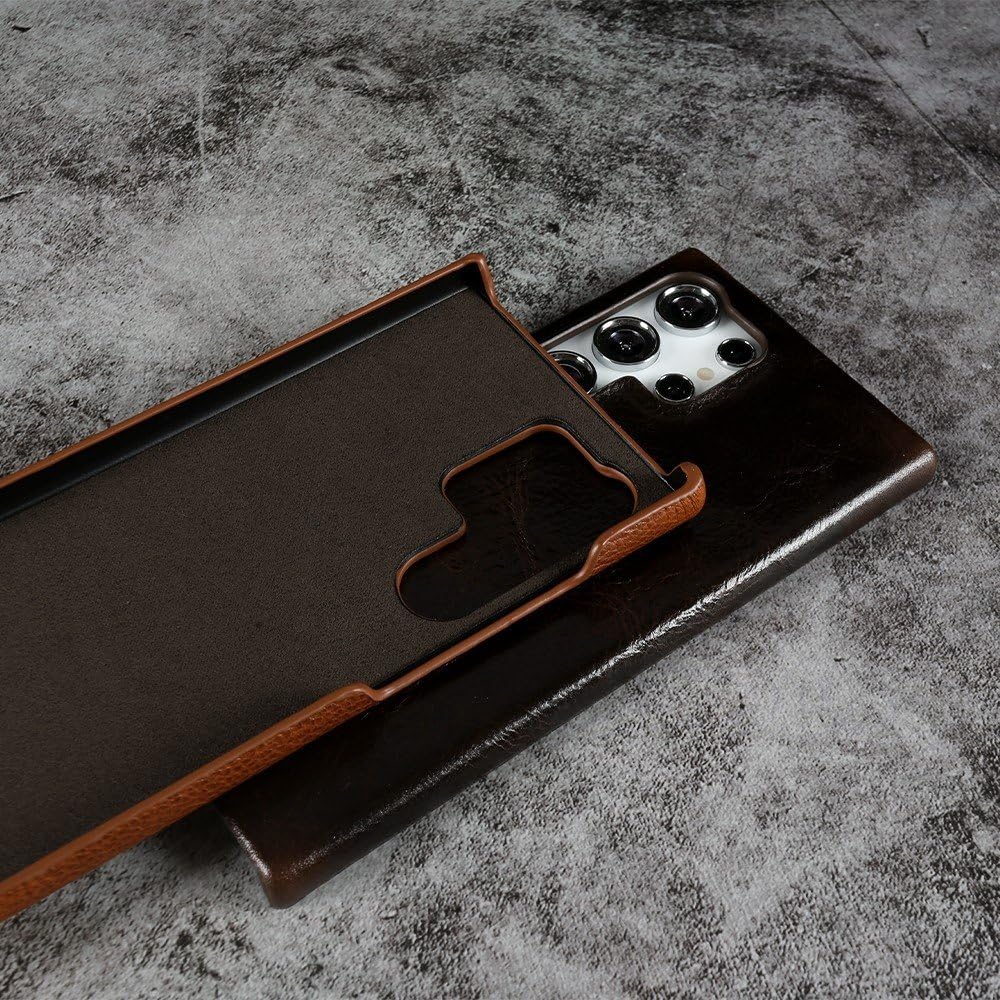 Étui en Cuir de Luxe pour Samsung Galaxy S25, S24 Ultra, S23, S22 Plus, S21 FE et S20 Plus : Coque arrière Verte, Compatible avec Le Samsung S21 FE.