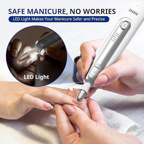 Miniatura 5 de AIRSEE Kit profesional de manicura y pedicura, lima de uñas eléctrica inalámbrica 6 en 1 para pies, herramientas de pedicura recargables de 5