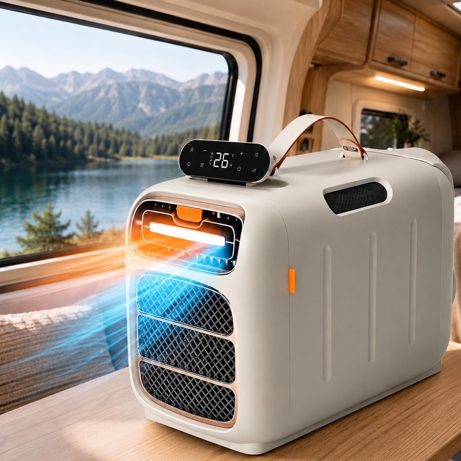 menglanchang Camping Air Conditioner With Cooling/Heater, 4700 Btu Portable Ac Unit With Remote, 3 Fan Speeds, Self-Evaporating Design For Tents, Campers, Rvs, Small Rooms 110V