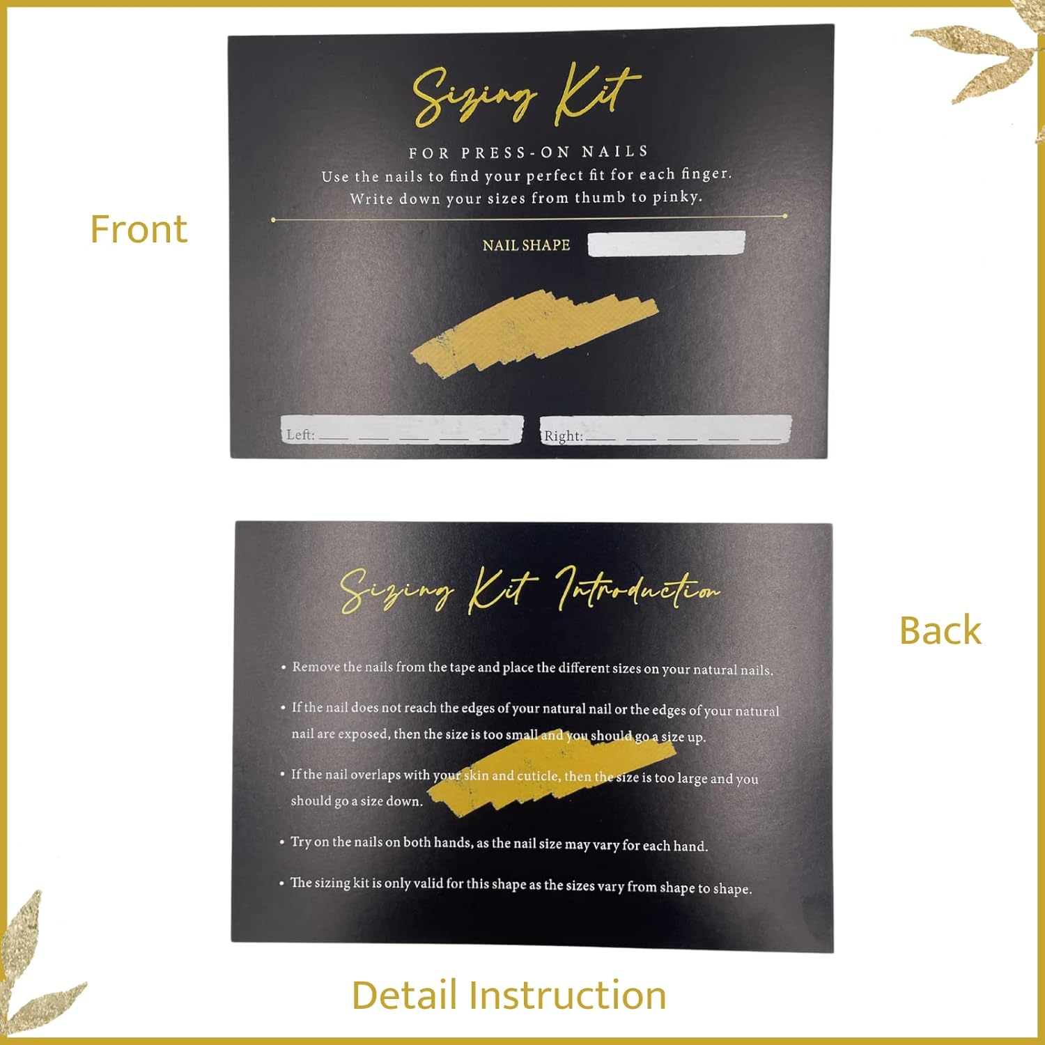 Press On Nail Sizing Card + Y2K Nail Charms Bundle