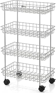 Amazon Brand - Solimo 4-Tier Ventilated Storage with Swivel Wheels| Multipurpose Storage Organizer for Kitchen, Bathroom &... Price In India