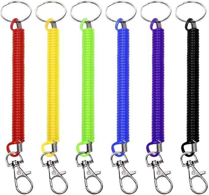 mciskin 6 Color Spiral Retractable Spring Coil Keychain Theftproof Antilost Stretch Cord Safety