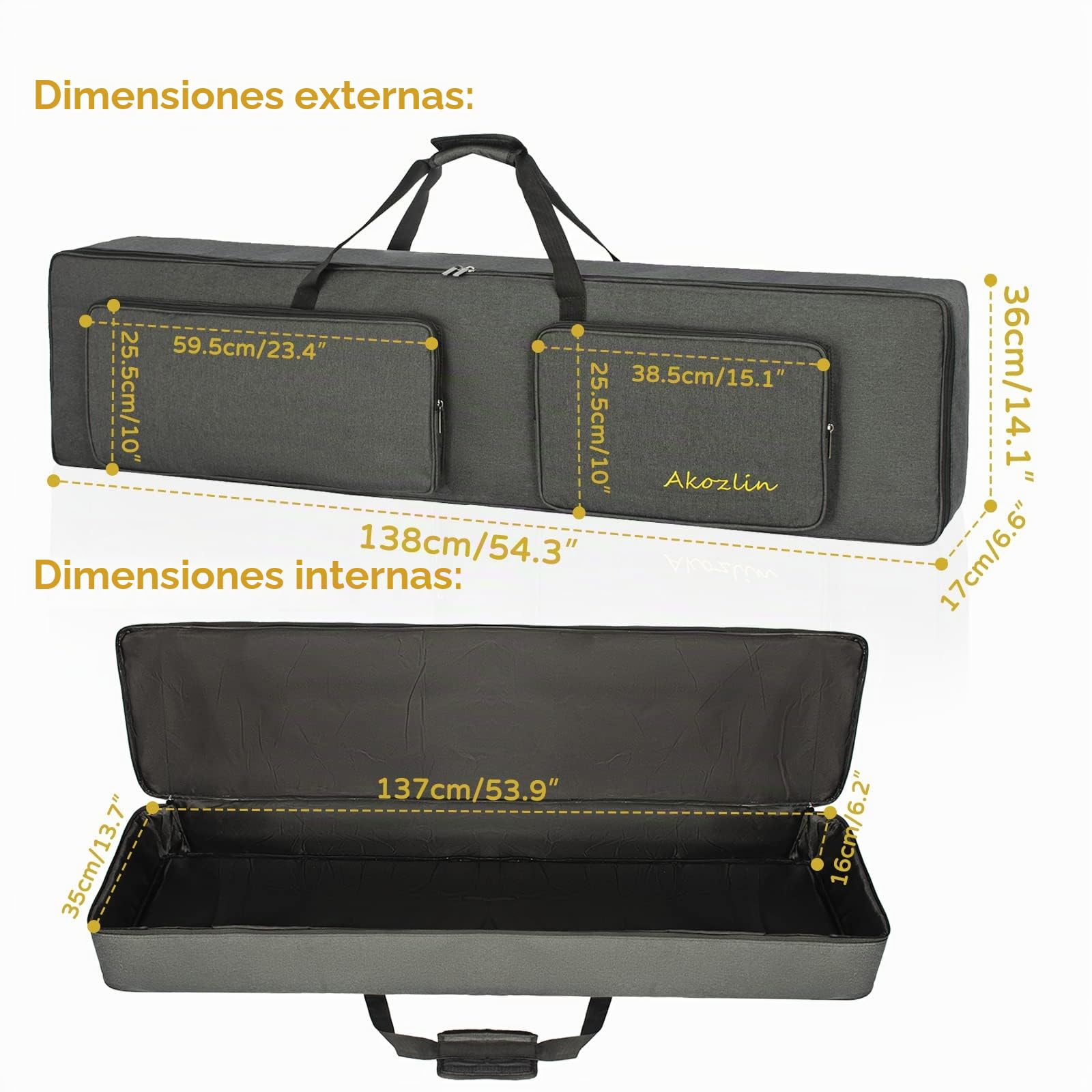 AKOZLIN Funda acolchada para teclado portátil y duradera para piano eléctrico, universal, impermeable, Oxford, gruesa, con acolchado de perlas de 10 mm, 88 teclas. Longitud: 54.3 pulgadas, moderno