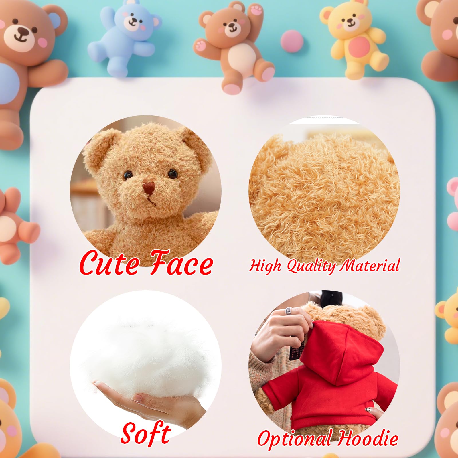 8 Osos de Peluche Personalizados de 30cm con Foto y Texto, Ideal para San Valentín, Cumpleaños, Baby Shower, Boda, etc