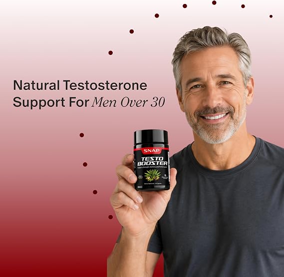 Snap Supplements Testosterone Booster for Men, Tongkat Ali, D-Aspartic Acid & Epimedium, Supports Healthy Testosterone Naturally, Energy & Stamina, 60 Vegetarian Capsules (Packaging May Vary)