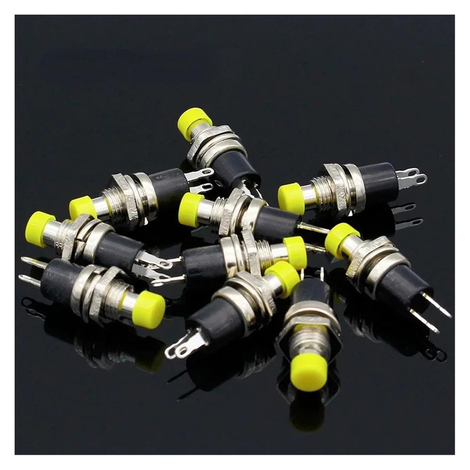 QZLIBEFUD 10個 ノーノーマルオープン モーメンタリスプリング プッシュボタンスイッチ イエロー