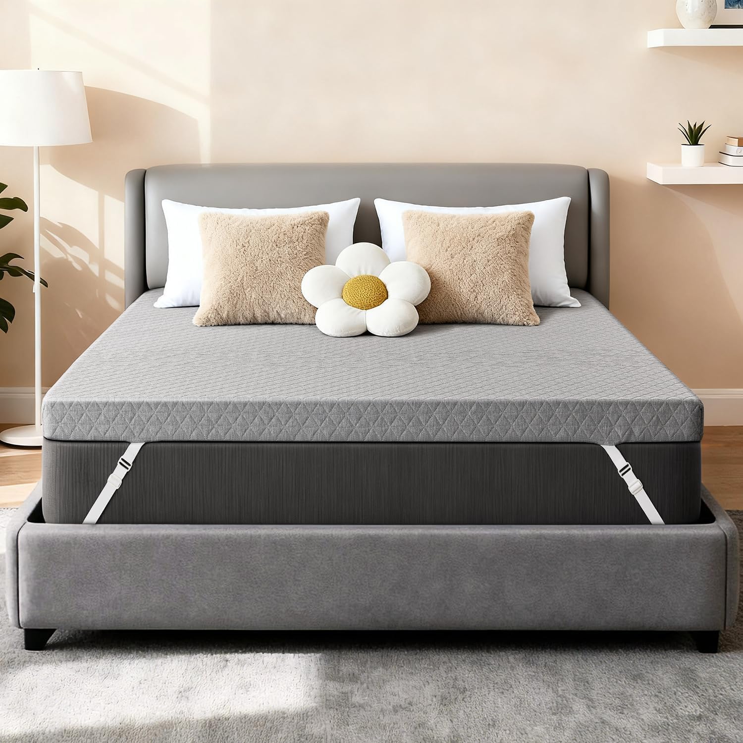 Photo 1 of Daxpoo Extra Firm Mattress Topper King 3 Inch: High Density Memory Foam for Back Pain Relief, Removable & Washable Cover, Non-Slip, CertiPUR-US & Oeko-Tex Certified 80x76