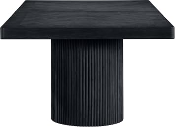 Meridian Furniture 741Black-T Belinda Collection Art Deco Dining Table with Rich Brown Finished Oak Veneer and Mix of Solid Wood & MDF, 96 - 144 W x 48 D x 31 H, Black