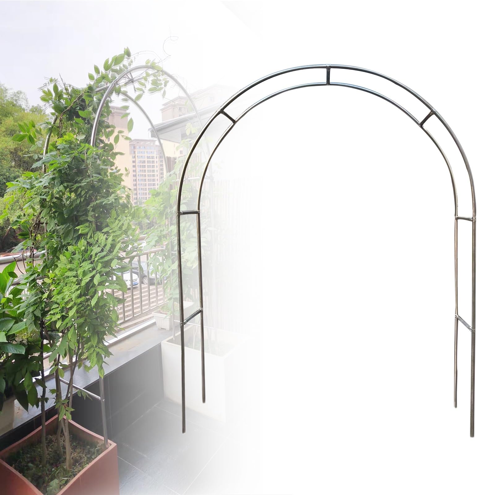 Stalowy łuk ogrodowy na wesela i imprezy plenerowe, krata 120 x 350 cm z podstawą do dekoracji kwiatowych, łuki na róże, dekoracja ogrodowa, dekoracje imprezowe