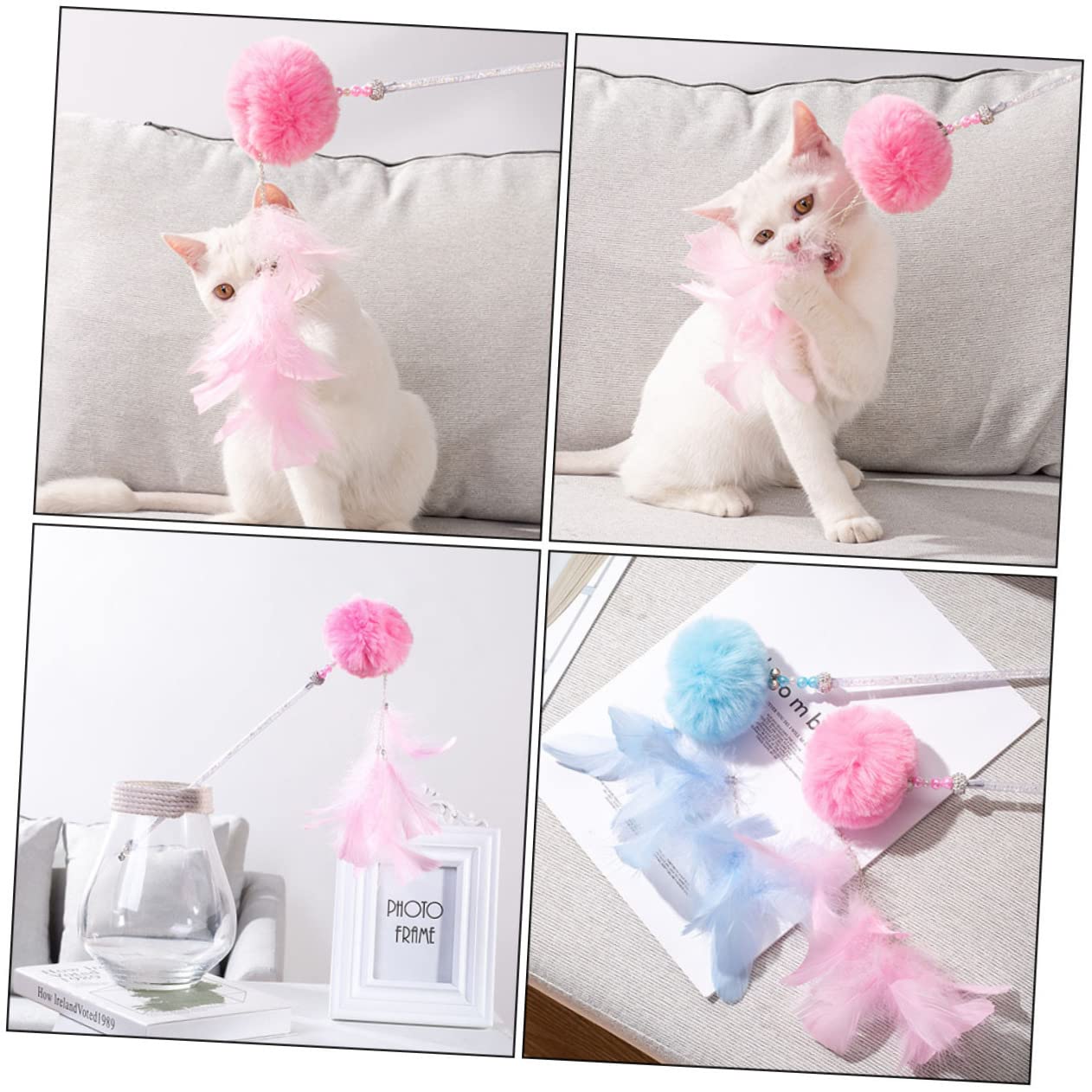DOITOOL 6piezas Bastones De Juguete para Gatos Juguetes Interactivos para Estimulación y Diversión De Gatitos Rosa