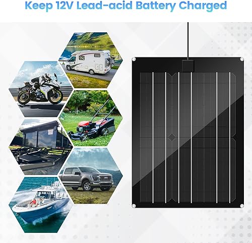 Miniatura 7 de Mantenedor de cargador de batería solar, kit de panel solar de 15 W para remolque volquete pulso de mantenimiento integrado y controlador de carga