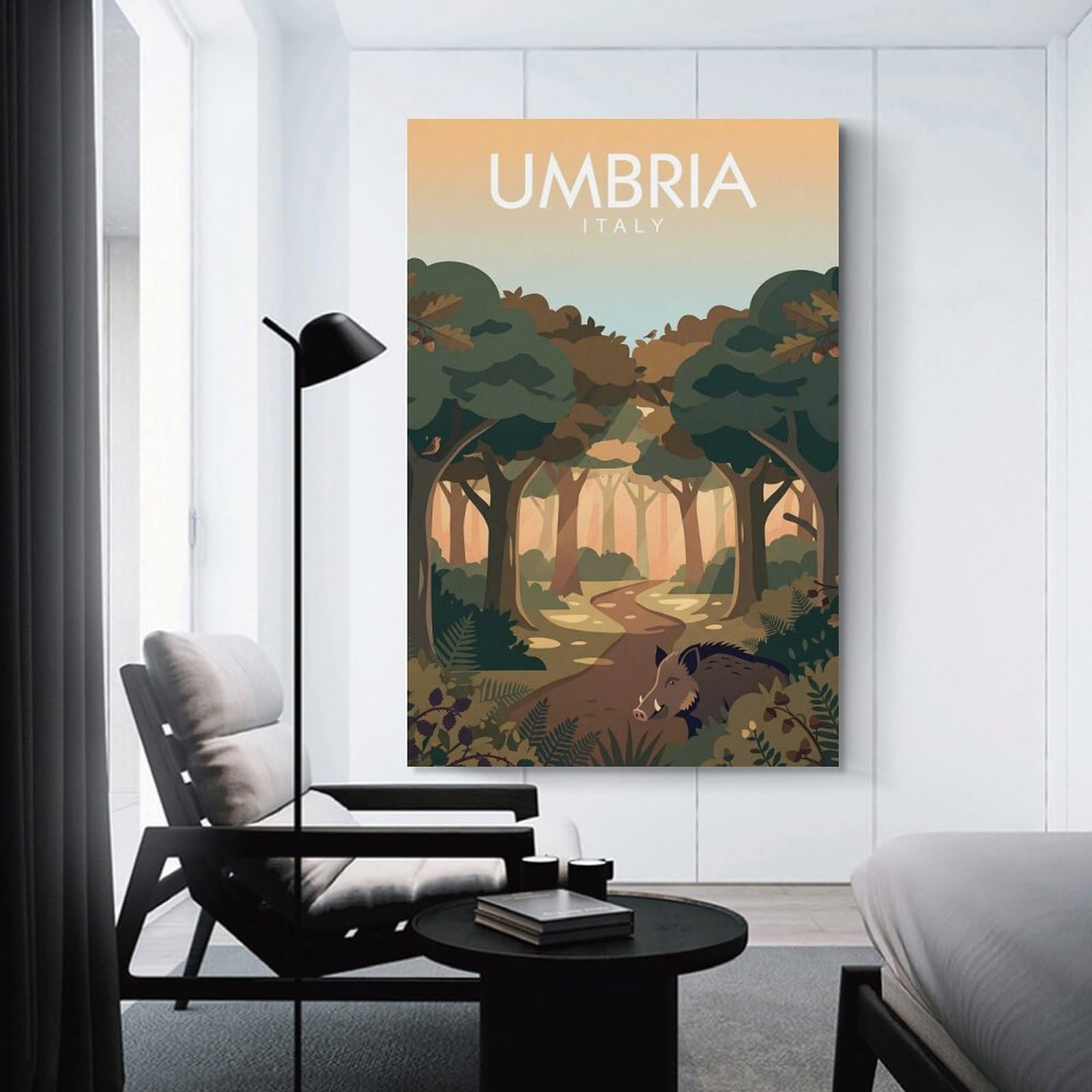Junmoney Umbria Italy Forest Canvas Art Print, 08x12inch(20x30cm), for Bedroom Decor, Cosy Corners Or Studios, A Warm Accent for Relaxed Interiors