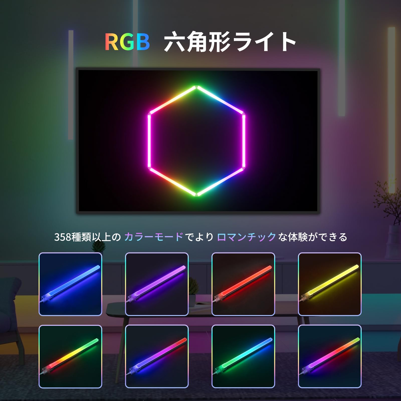 ハニカムライト LED 照明　調光付き 3 色調光可能な六角 LED 照明シーリングライトハニカムチューブ理髪店