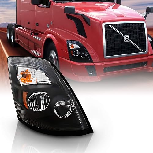 AmeriLite Lateral Pssenger para Volvo 2004-2018 VNL y 2015-2018 VNX Negro 6000K Extreme LED High Low Beam Faros de repuesto