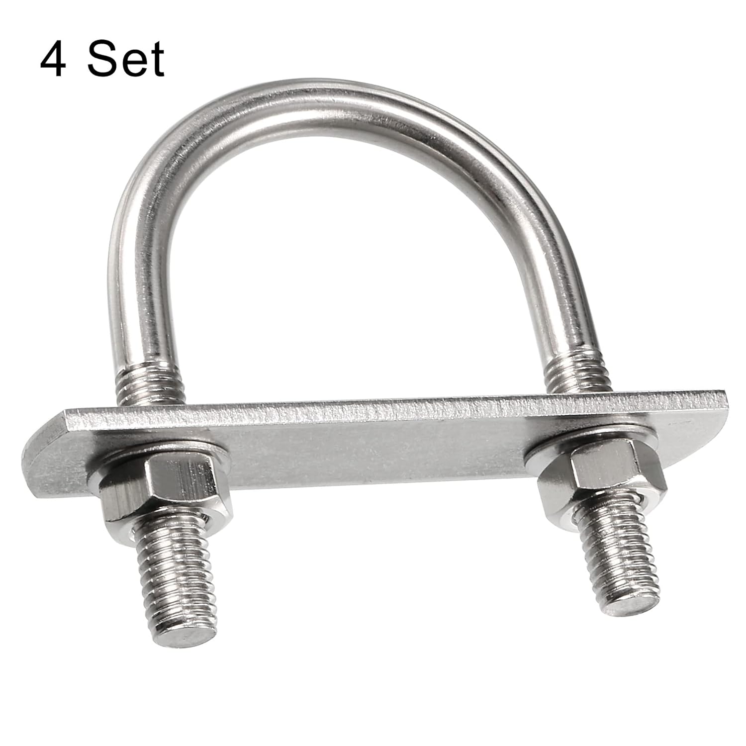 uxcell Round U-Bolt 1.85"(47mm) Inner Width 75mm Length Steel M8 with Nuts, Plate, Washers 4 Set