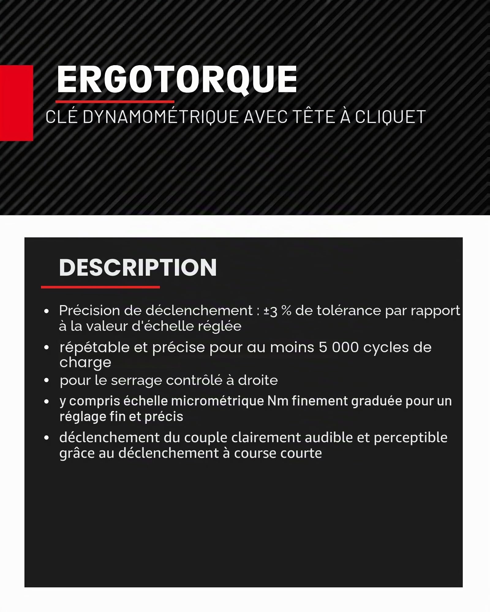 KS TOOLS 516.6542 Clé dynamométrique à cliquet Ergotorqueprecision 1/2" 20-200 Nm Rouge Acier