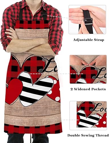 Miniatura 3 de Kitchen Apron for WomenValentines Day Love Retro Wood Grain Server Aprons Cooking Apron Waterproof Aprons Chef Apron