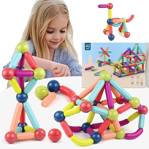 YADODO 42 Pièces Jeu de Construction Magnétique Enfant Montessori Bloc