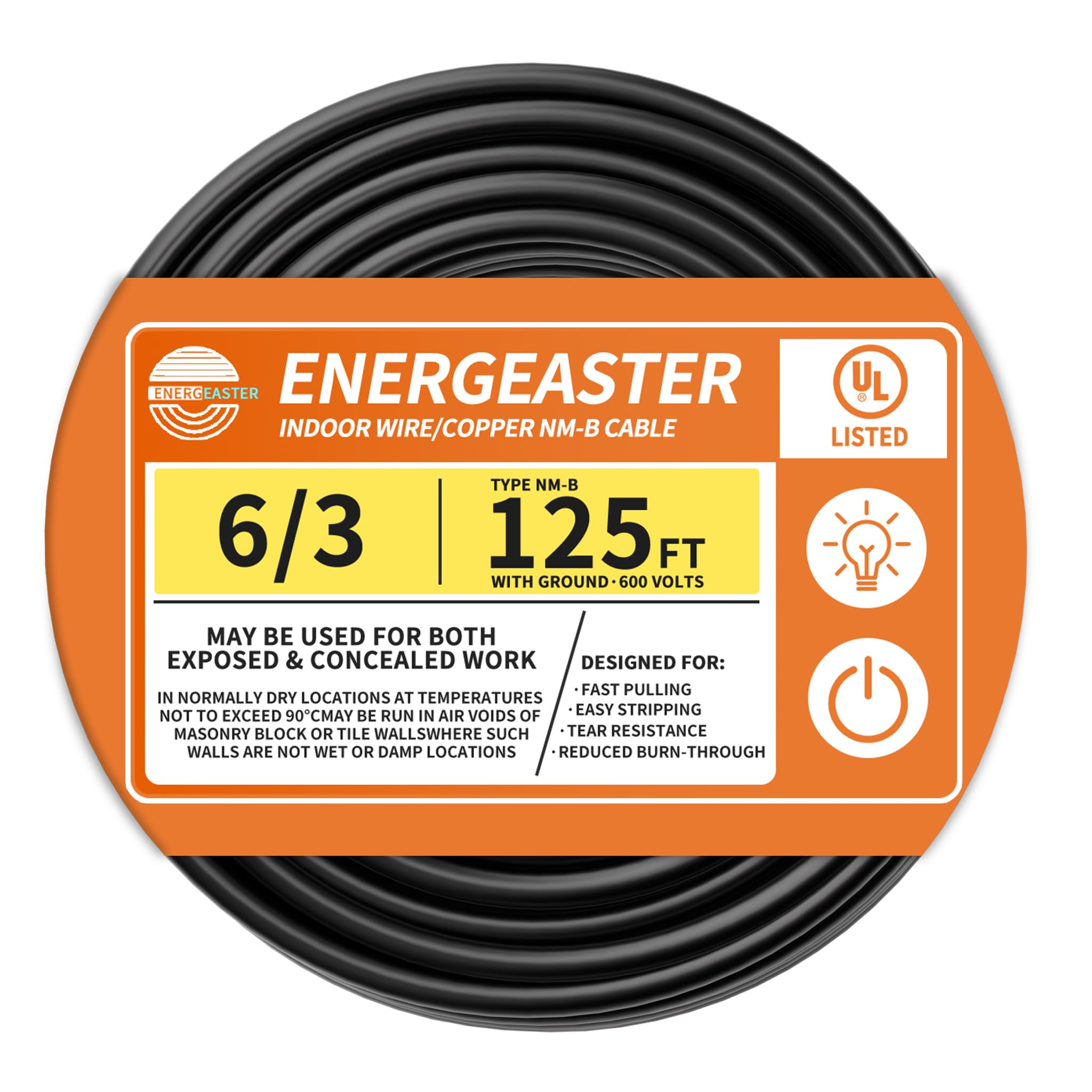 Photo 1 of Energeaster 6/3 NM-B Copper Cable 125FT, Black