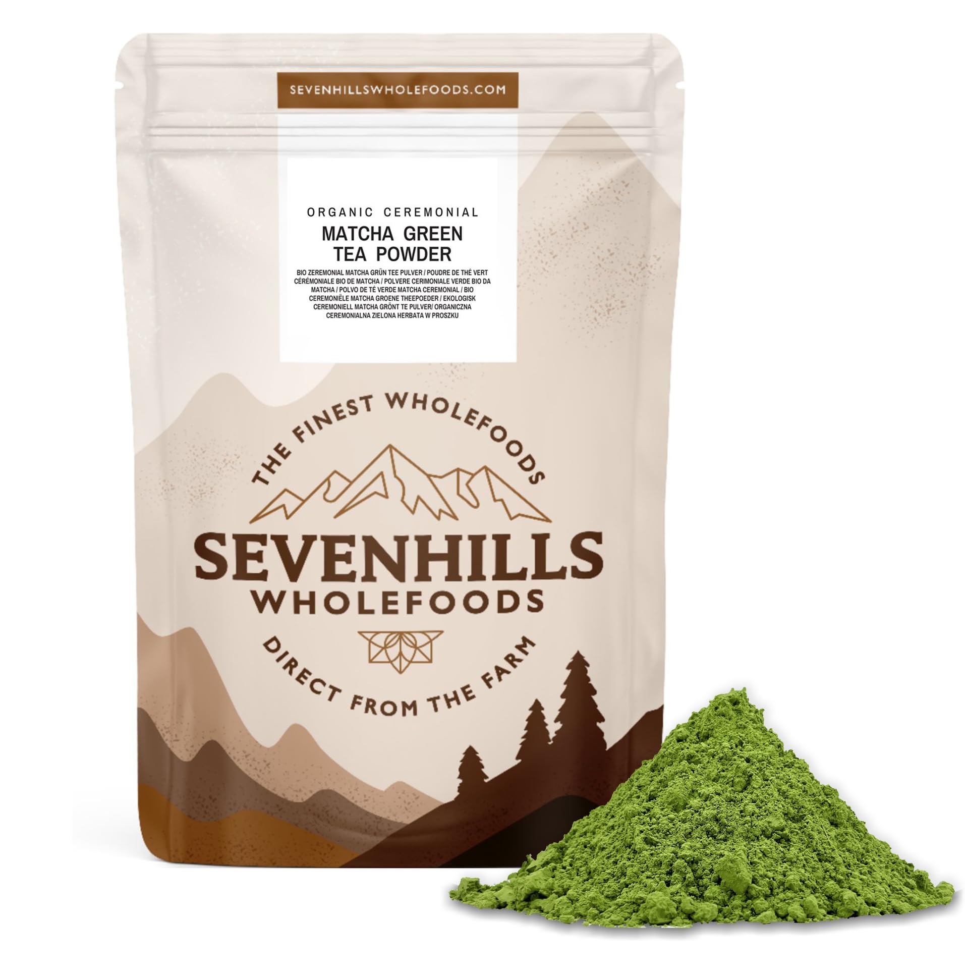Sevenhills Wholefoods Poudre De Thé Vert Matcha De Ceremonie Japonais En Poudre Bio 200g | de Uji, Kyoto, Japon | pour boissons chaudes et froides, lattes, smoothies