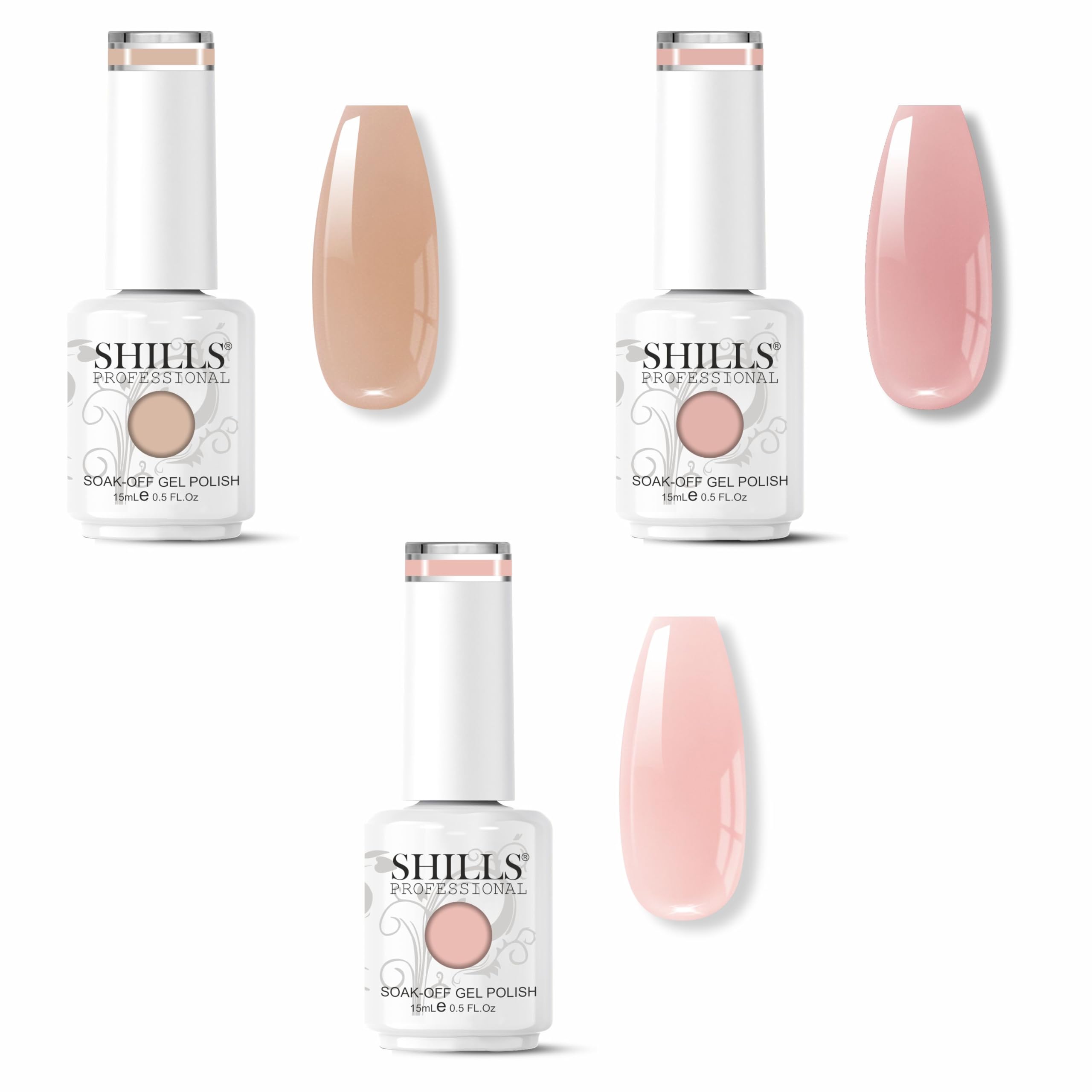 SHILLS PROFESSIONAL UV LED Gel Polish Combo Set, Multi, Long Lasting Soak-Off, Shades 123, 124 & 127, Glossy Finish-image-6
