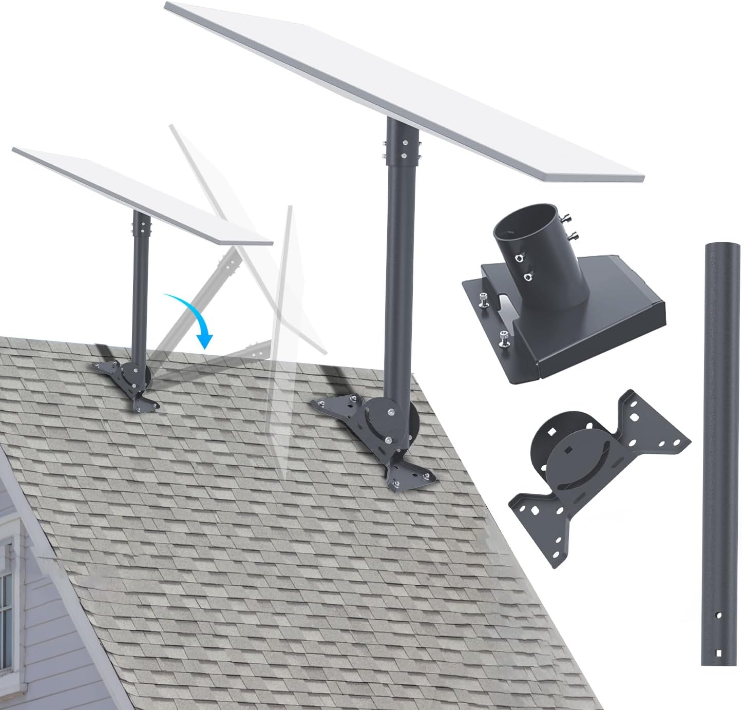 Starlink Gen3 Mounting Kit, Adjustable Starlink Bracket Set Straight Pipe, Mounting Kit with Starlink Pipe Adapter, Starlink Wall Mount, Starlink Pole Mount, for Starlink Devices(Gray)