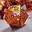 Orange Metal Dice D&D, DNDND 7 PCS Heavy Metallic DND Dice Set with Gorgeous Gift Case for Dungeons and Dragon Tabletop Game (Orange with White Flowers)
