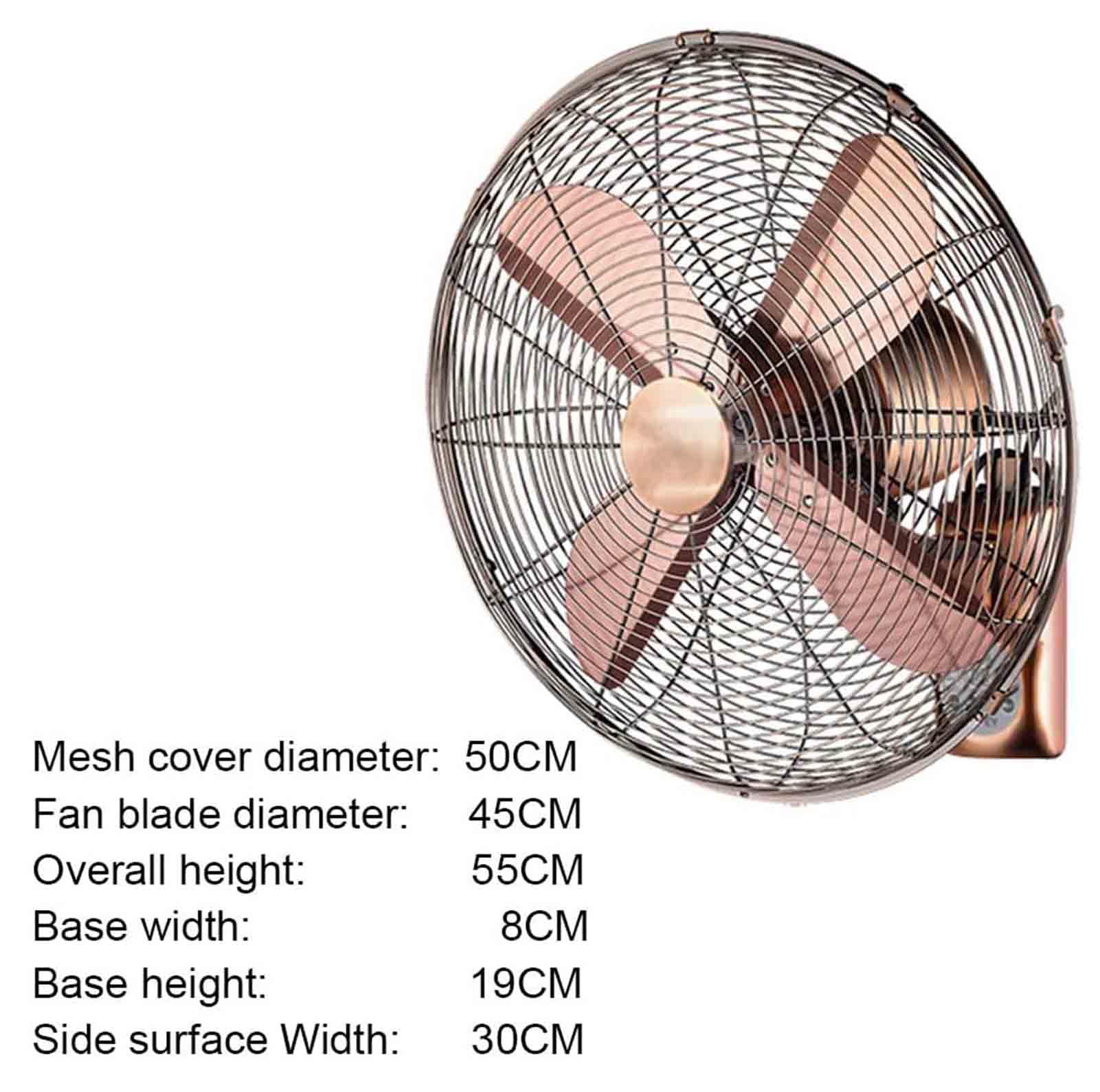 Ventilatore oscillante da parete, in metallo, design industriale retrò, con telecomando, 3 impostazioni di velocità, 3 modalità, funzionamento silenzioso per casa e ufficio