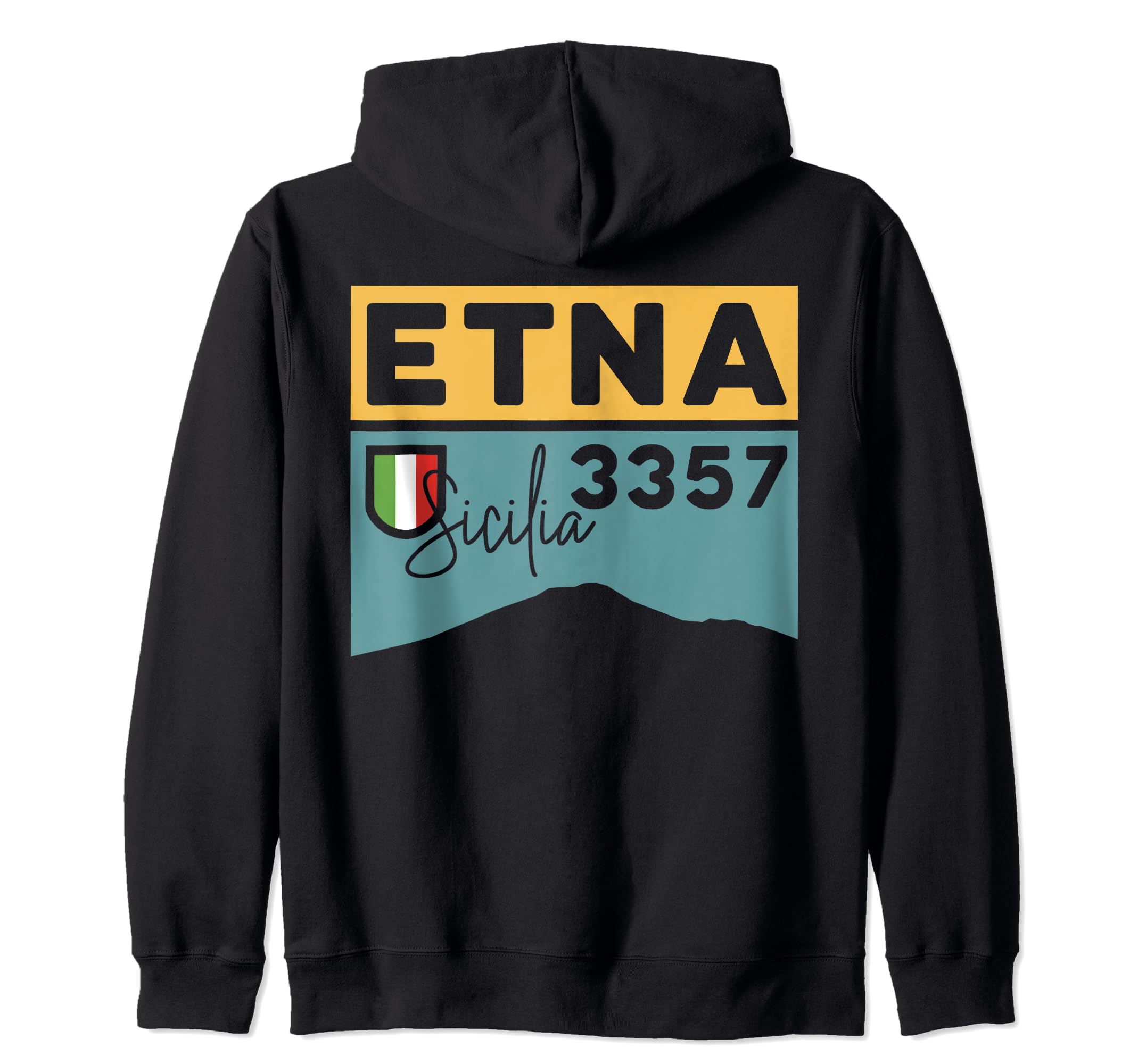 Sweat à Capuche Mont Etna Sicile - Drapeau Italie, Souvenir Volcan, Coupe Classique 241 G