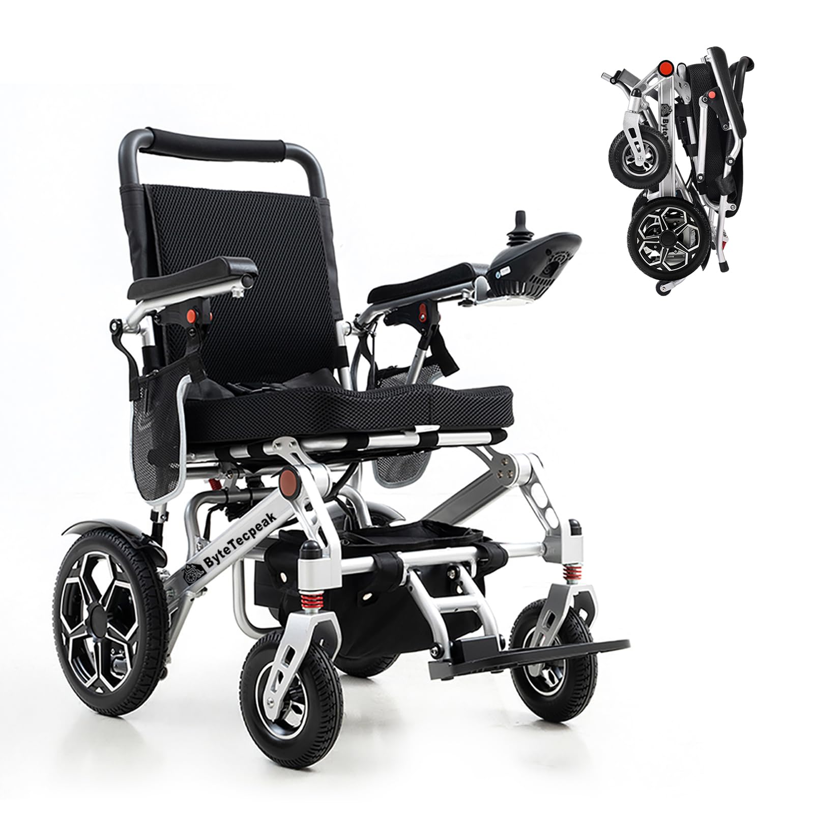 D10 Elektrorollstuhl Faltbar Leicht, Outdoor E-Rollstuhl Für Senioren & Behinderte, 20 km Reichweite, Flugzeugzulassung, 500 W Motor, 12Ah Akku, PU-Räder, Bis 150 kg