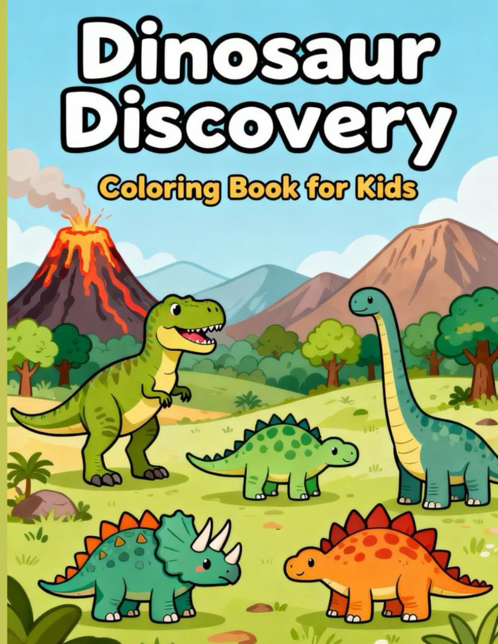 Dinosaur Discovery: Fun and Easy Coloring Book for Kids Ages 4–10: Cute and Educational Dinosaur Coloring Pages for Boys and Girls | Perfect for Creativity, Learning, and Fun!