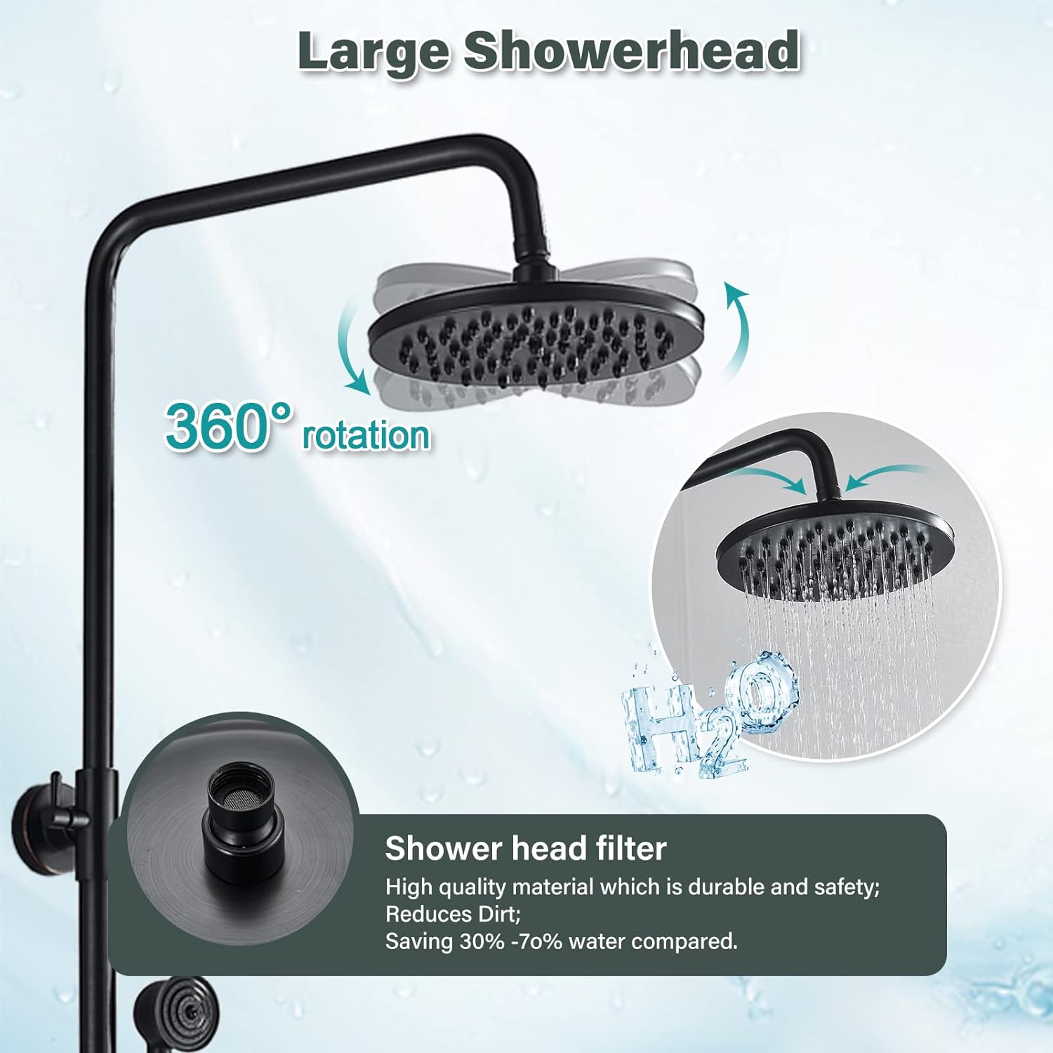 Oil Rubbed Nickel Adjustable Height Rainfall Shower System